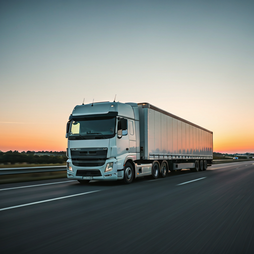 Truck in transit on a highway